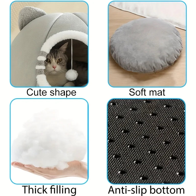 SnoozePod™ Calming Cat Bed Cave & Enclosed Burrow Nest