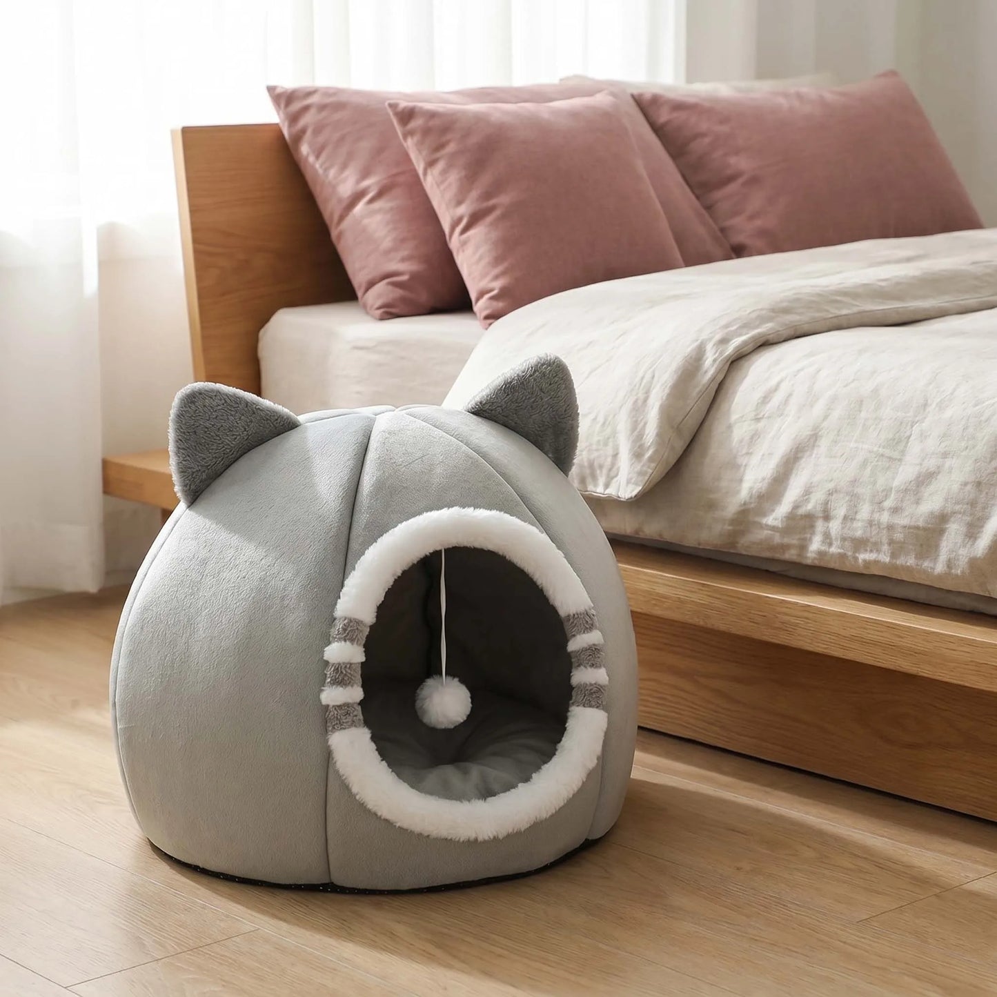 SnoozePod™ Calming Cat Bed Cave & Enclosed Burrow Nest