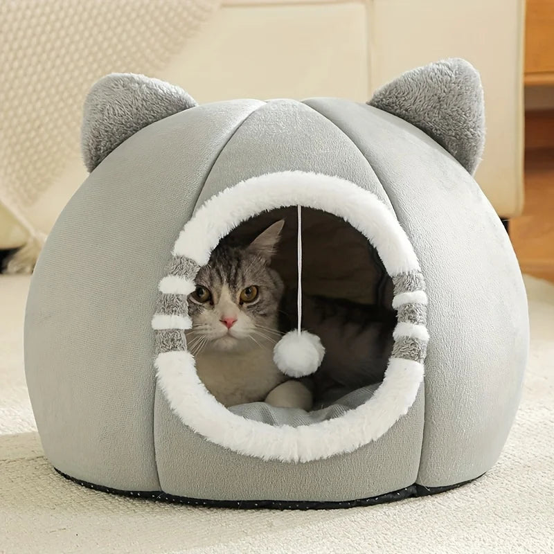 SnoozePod™ Calming Cat Bed Cave & Enclosed Burrow Nest