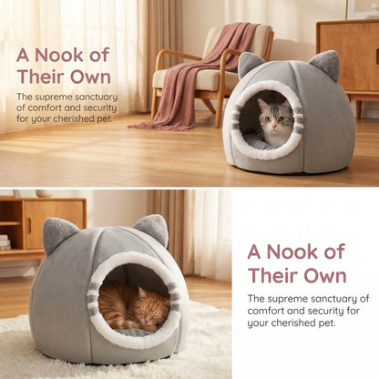 SnoozePod™ Calming Cat Bed Cave & Enclosed Burrow Nest
