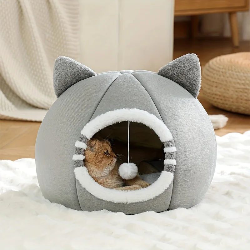 SnoozePod™ Calming Cat Bed Cave & Enclosed Burrow Nest